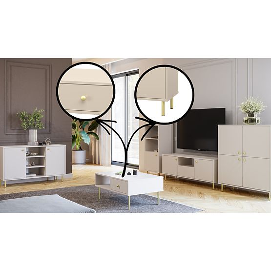 Grande commode à quatre portes Venus en cachemire avec pieds en métal doré