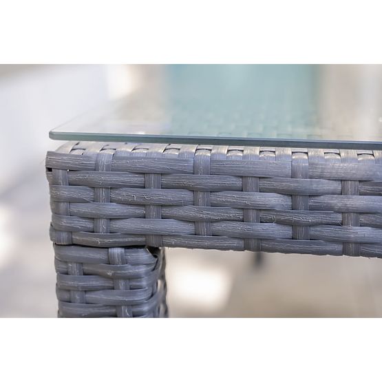 Grande ensemble de salle à manger en résine tressée (8 chaises + grande table) SOTTILE gris