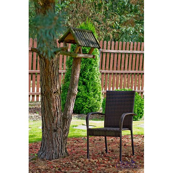 Grande ensemble de salle à manger en résine tressée (table 200x100cm + 8 chaises) SOTTILE noir