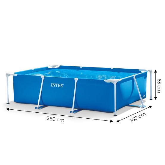 Grande piscine rectangulaire de jardin avec cadre 2,6x1,6m