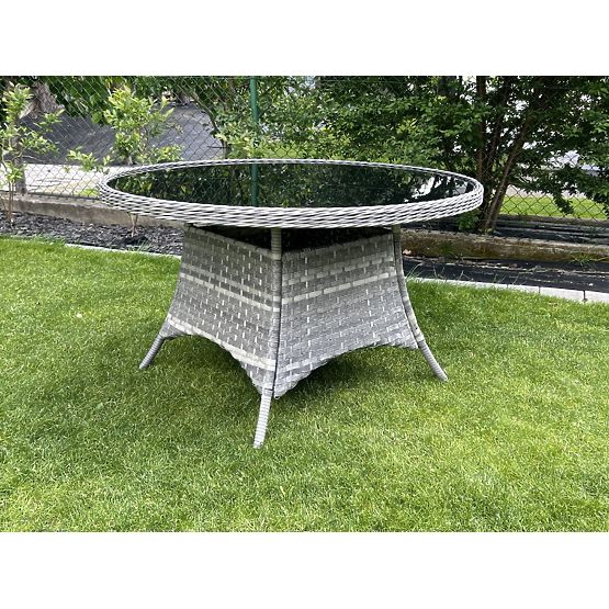 Grande table ronde en résine tressée MODERNO gris clair