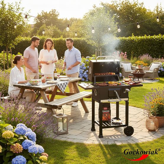 Gril d'angle de jardin avec grille en fonte FERRO