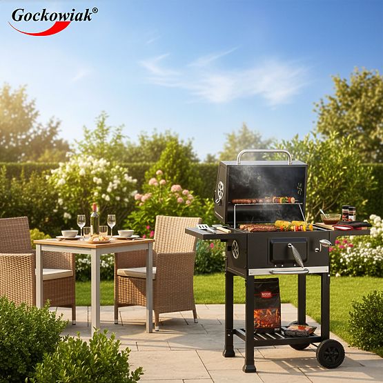 Gril d'angle de jardin avec grille en fonte FERRO