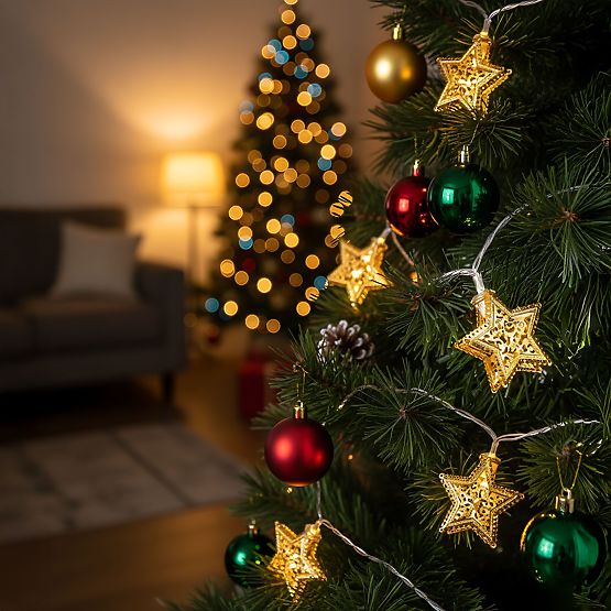 Guirlande Lumineuse de Noël LED Étoiles Dorées 391020