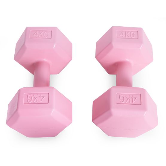 Haltères hexagonales ensemble 2x4 kg poids pour fitness rose ModernHome