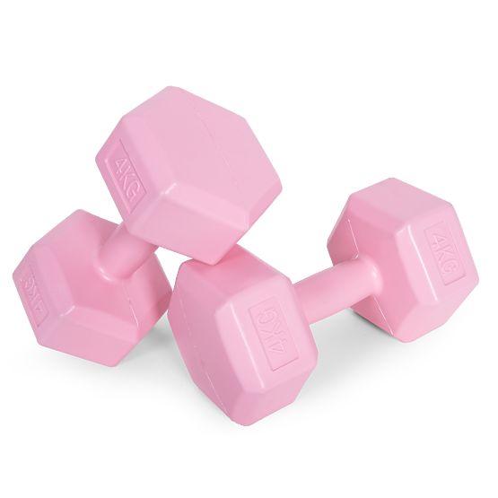 Haltères hexagonales ensemble 2x4 kg poids pour fitness rose ModernHome