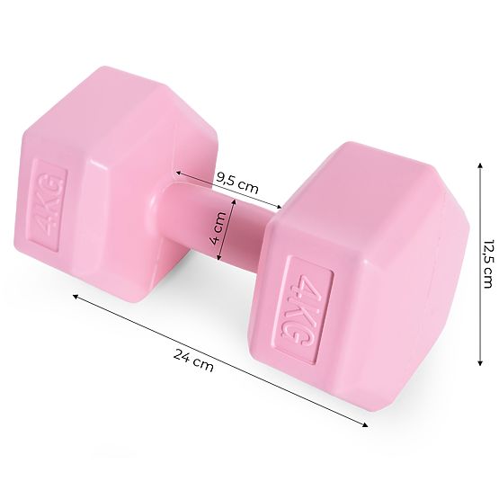 Haltères hexagonales ensemble 2x4 kg poids pour fitness rose ModernHome