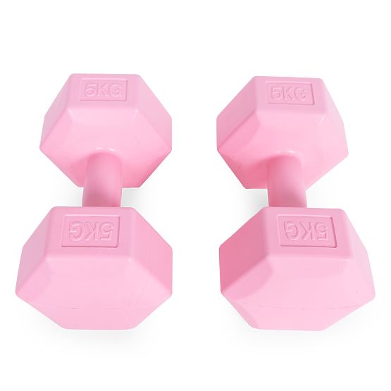 Haltères hexagonales ensemble de 2x5 kg poids pour fitness rose ModernHome