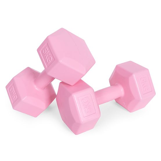Haltères hexagonales ensemble de 2x5 kg poids pour fitness rose ModernHome