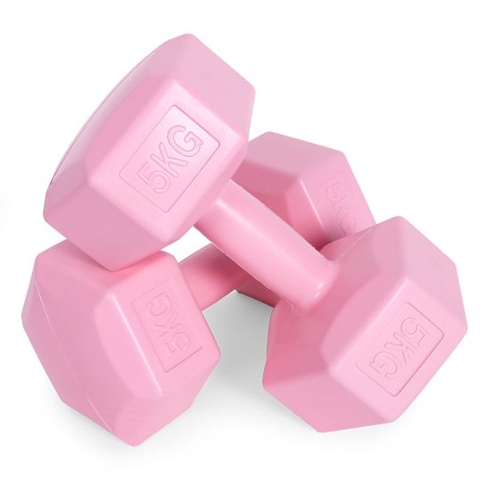 Haltères hexagonales ensemble de 2x5 kg poids pour fitness rose ModernHome