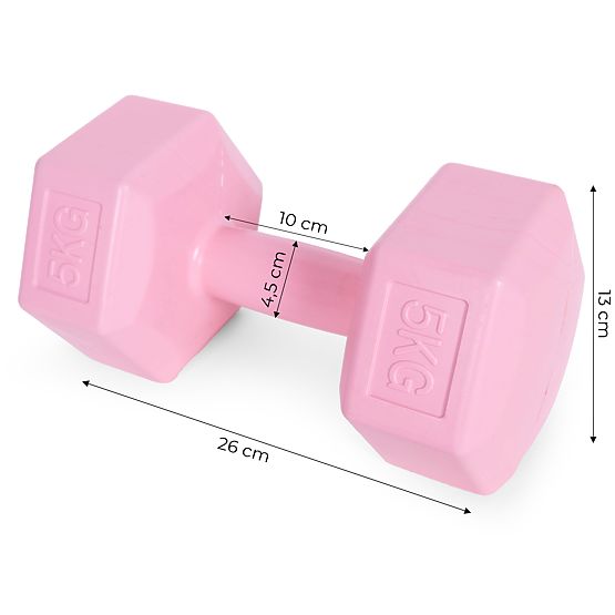 Haltères hexagonales ensemble de 2x5 kg poids pour fitness rose ModernHome