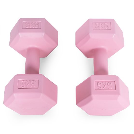 Haltères hexagonaux ensemble de 2x3 kg poids d'entraînement fitness rose ModernHome