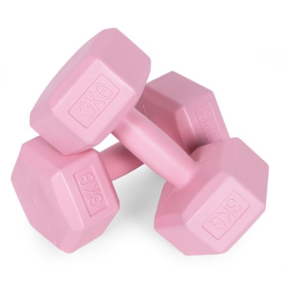 Haltères hexagonaux ensemble de 2x3 kg poids d'entraînement fitness rose ModernHome