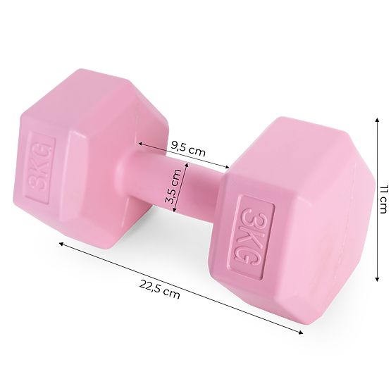 Haltères hexagonaux ensemble de 2x3 kg poids d'entraînement fitness rose ModernHome