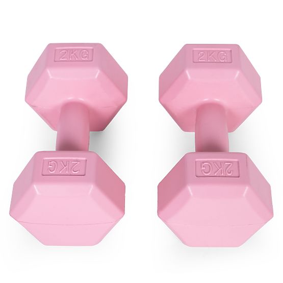 Haltères hexagonaux ensemble de poids 2x2 kg pour fitness rose ModernHome