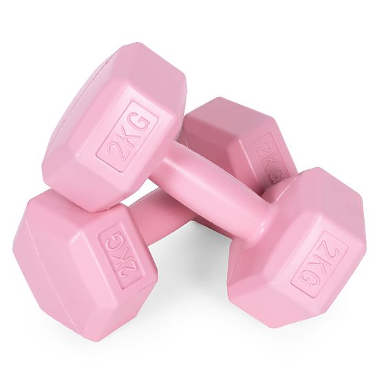 Haltères hexagonaux ensemble de poids 2x2 kg pour fitness rose ModernHome