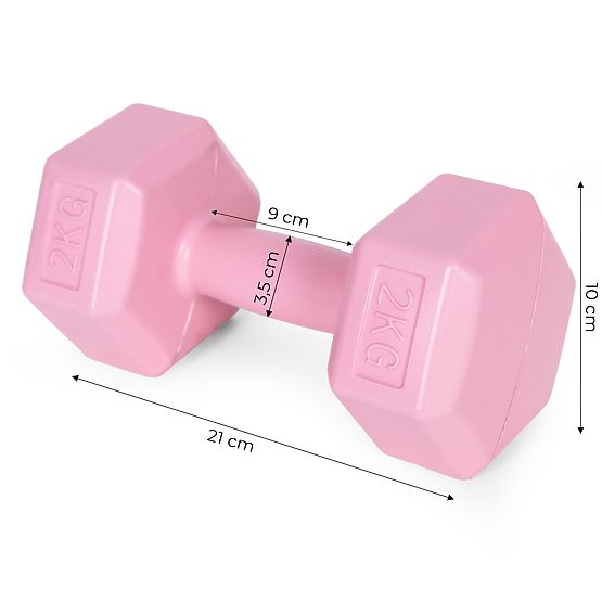 Haltères hexagonaux ensemble de poids 2x2 kg pour fitness rose ModernHome