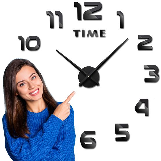 Horloge murale DIY NEPRI 65 - 130 cm - noir 3D