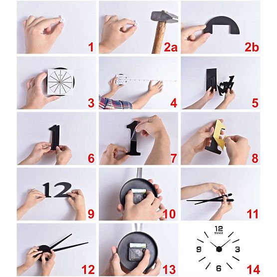 Horloge murale DIY NEPRI 65 - 130 cm - noir 3D
