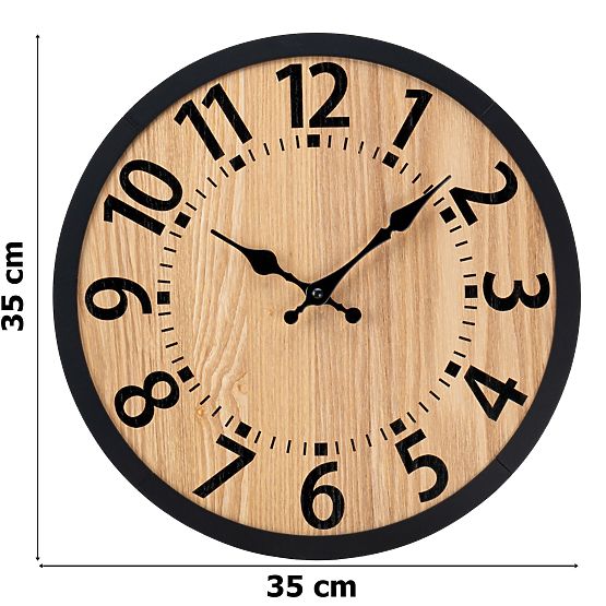 Horloge murale en bois style loft ABBAS 35 cm