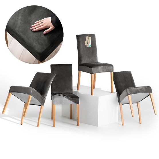 Housse de canapé RESTILO SENTO couleur acier style classique lisse