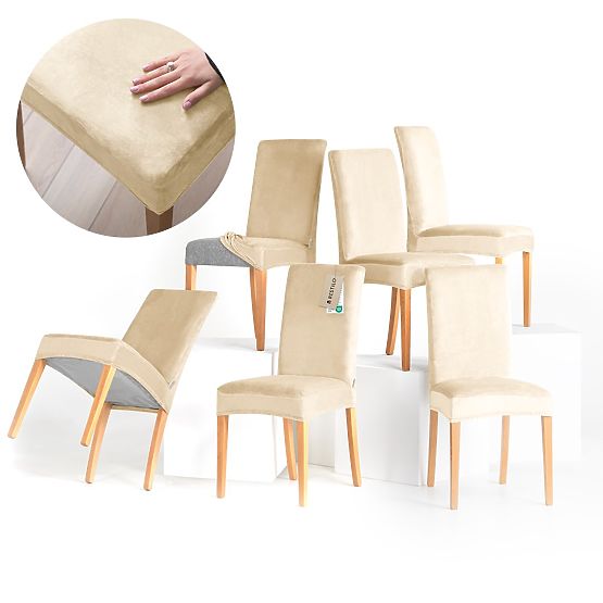 Housse de canapé RESTILO SENTO couleur beige clair style classique lisse