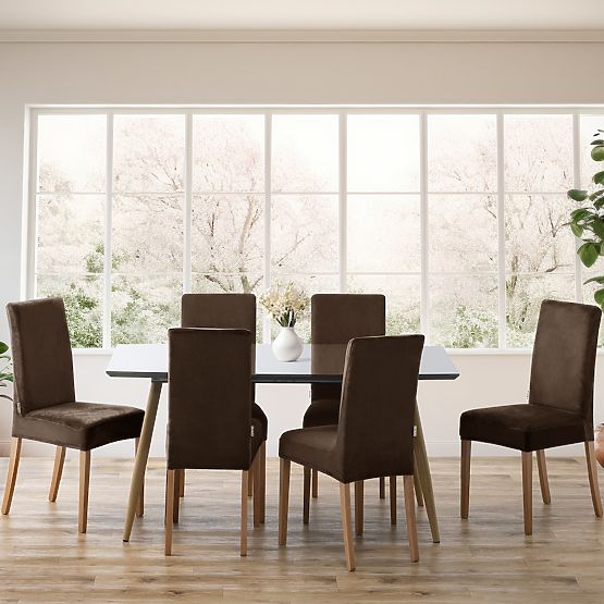 Housse de canapé RESTILO SENTO couleur marron style classique lisse