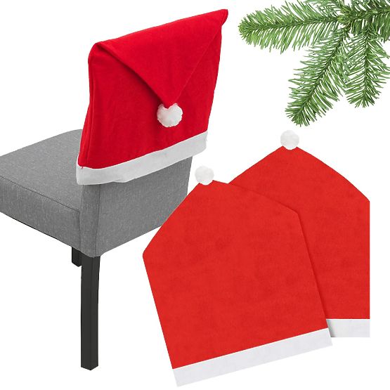 Housse de chaise en forme de bonnet de Père Noël 2 pcs