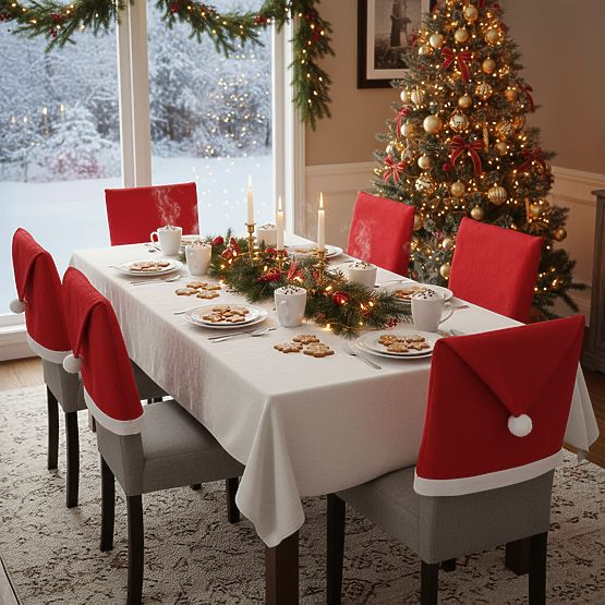 Housse de chaise en forme de bonnet de Père Noël 2 pcs
