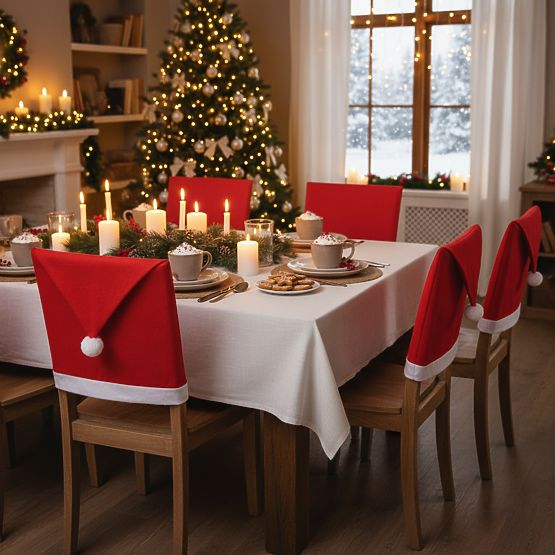 Housse de chaise en forme de bonnet de Père Noël 6 pcs