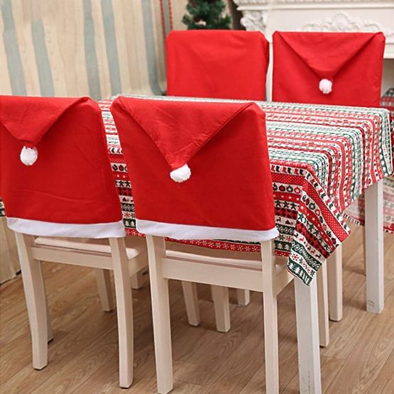 Housse de chaise en forme de bonnet de Père Noël 6 pcs