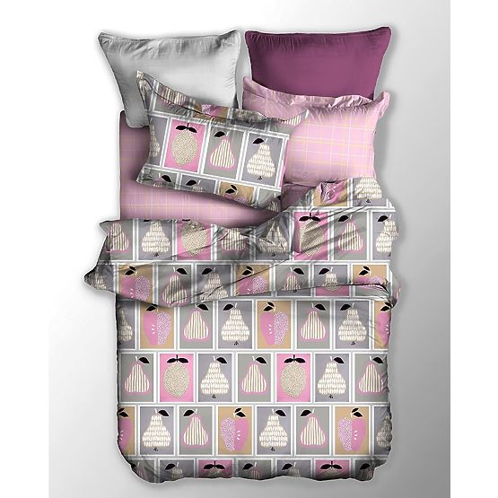 Housse de couette BASIC couleur rose poudré avec motif géométrique 155x220_80x80*1 DecoKing