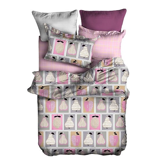 Housse de couette BASIC couleur rose poudré avec motif géométrique 155x220_80x80*1 DecoKing