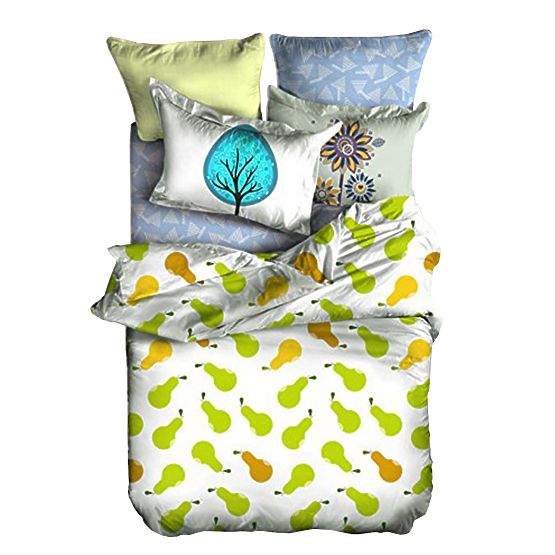 Housse de couette BASIC couleur verte avec motif végétal 155x220_80x80*1 DecoKing