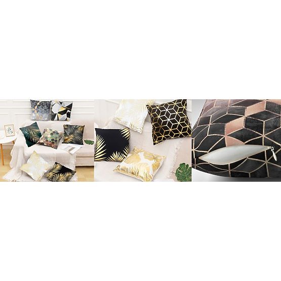 Housse de coussin 3D - vert et or