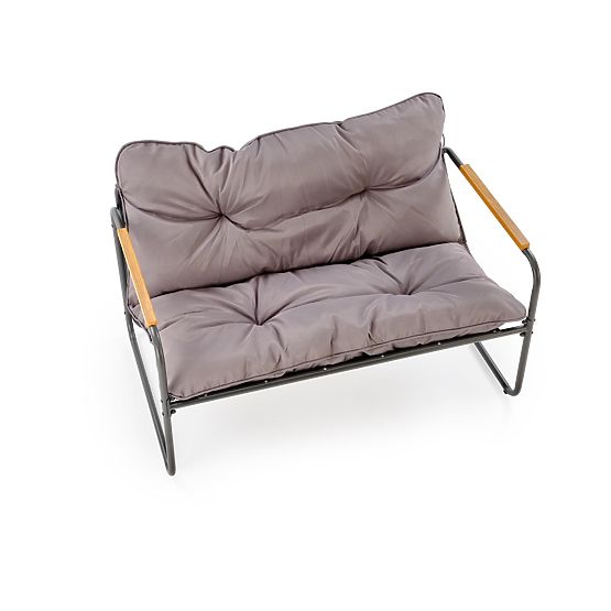 HUDSON, ensemble de jardin (canapé, 2x fauteuil, table), gris / marron (1p=1set)