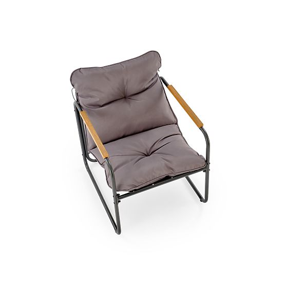 HUDSON, ensemble de jardin (canapé, 2x fauteuil, table), gris / marron (1p=1set)