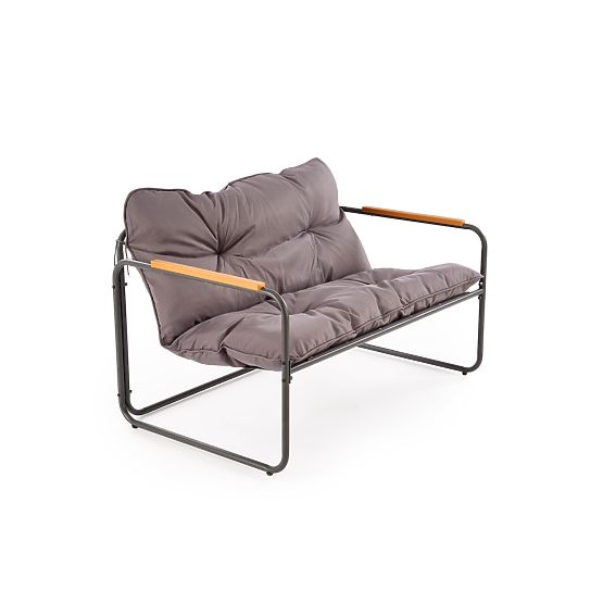 HUDSON, ensemble de jardin (canapé, 2x fauteuil, table), gris / marron (1p=1set)