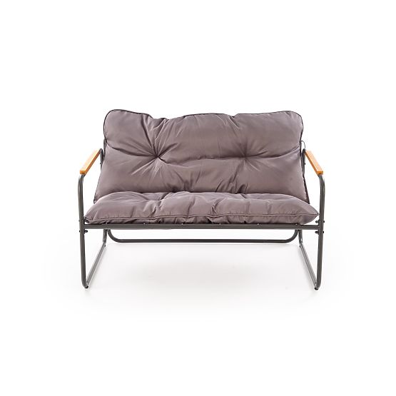 HUDSON, ensemble de jardin (canapé, 2x fauteuil, table), gris / marron (1p=1set)