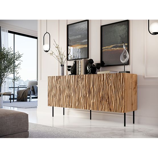 JUNGLE COMMODE 152 chêne wotan mat/noir mat