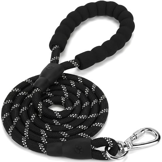 Laisse d'entraînement réfléchissante robuste pour chiens KOBE 3m noire