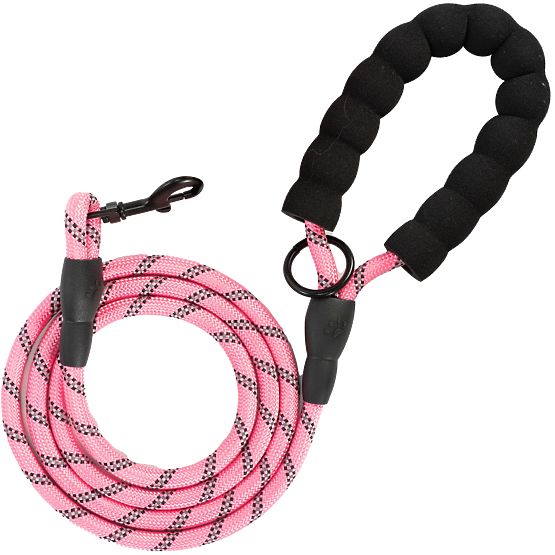 Laisse et collier réfléchissants pour chien PJ-036 Rose