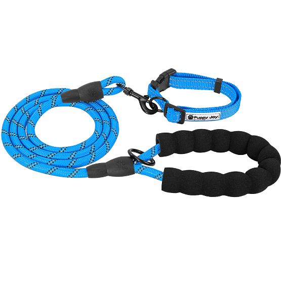 Laisse et collier réfléchissants pour chien PJ-037 bleu
