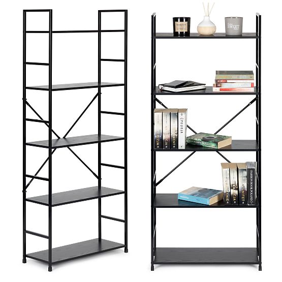Large étagère en bois moderne LOFT 5 étagères noire