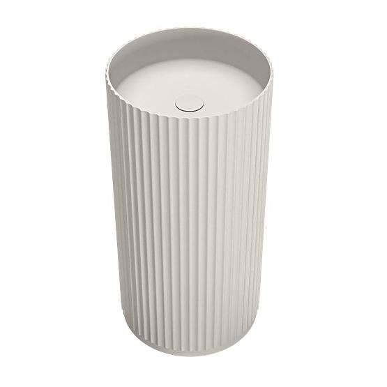 Lavabo autoportant Ciriola, composite, 45x90 cm, gris clair, rainuré