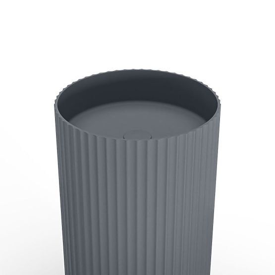 Lavabo autoportant Ciriola, composite, 45x90 cm, gris foncé, rainuré