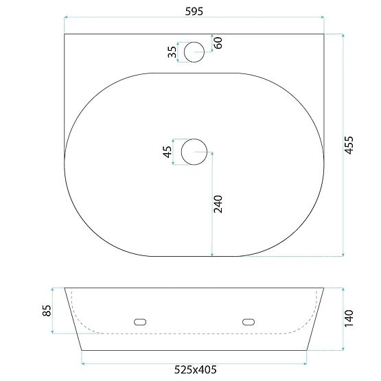 Lavabo de comptoir / mural Rea Kim 60