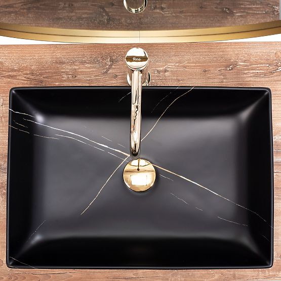 Lavabo de meuble REA Inga Noir Marbre Mat