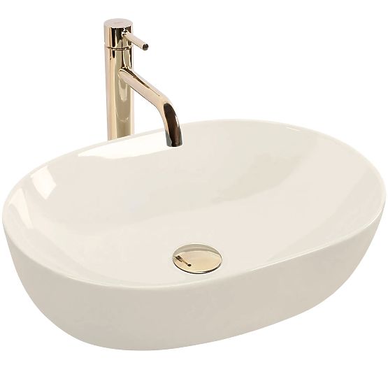 Lavabo de meuble Rea LISA ECRU SHINY