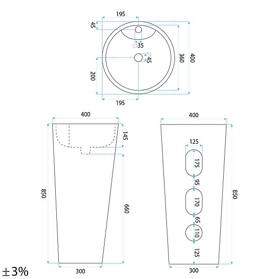 Lavabo en Céramique Autoportant Blanka Savana Mat